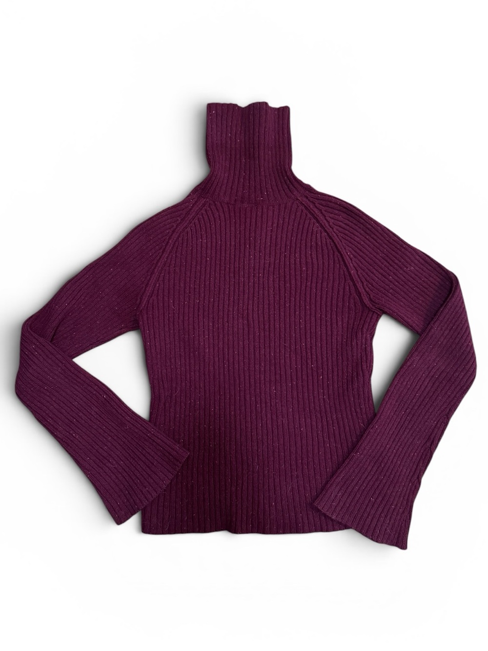 Vintage Abercrombie & Fitch Turtleneck Sweater Marled Maroon Wine Ribbed Large
